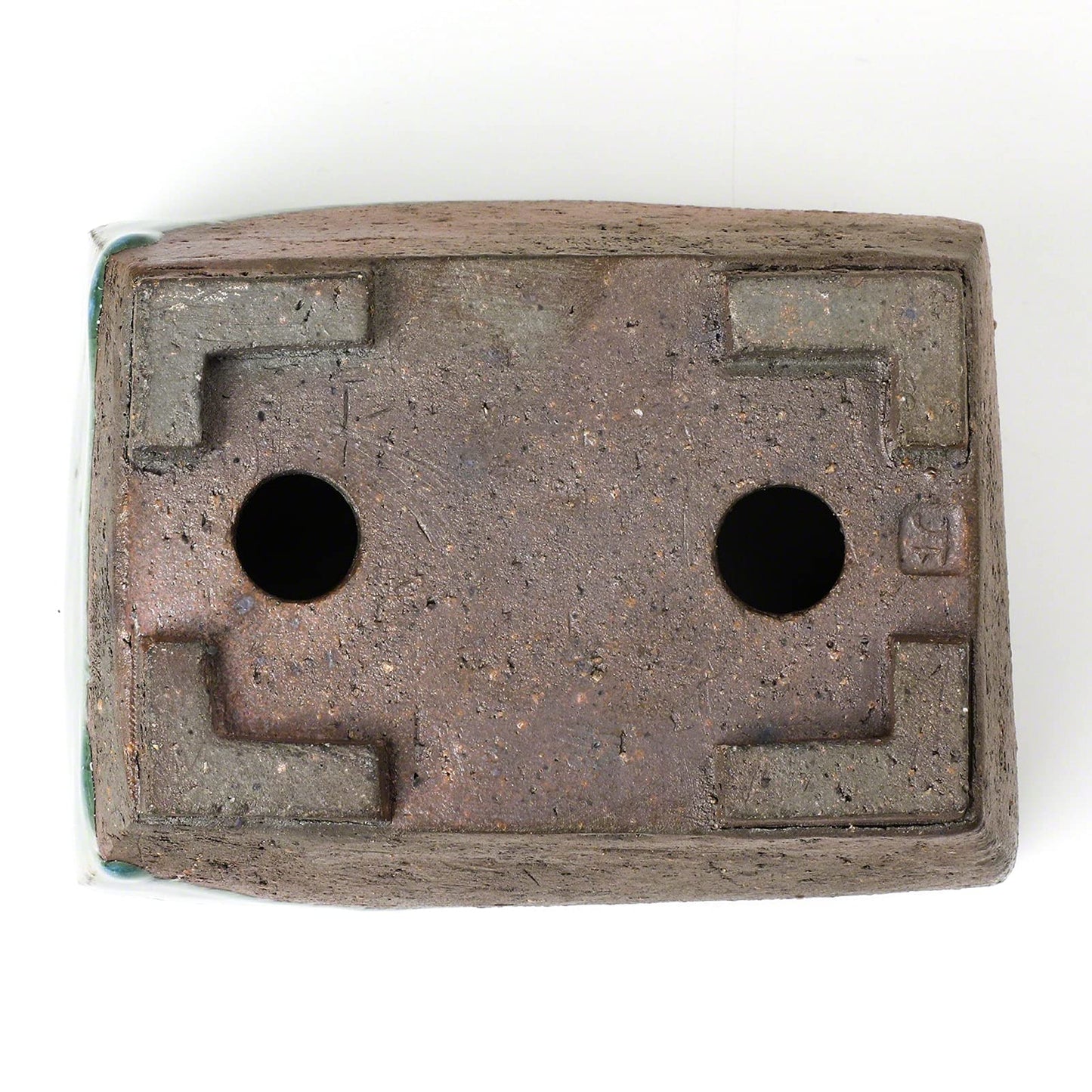 5.3" Tokoname Rectangular Bonsai Pot with Green Glaze