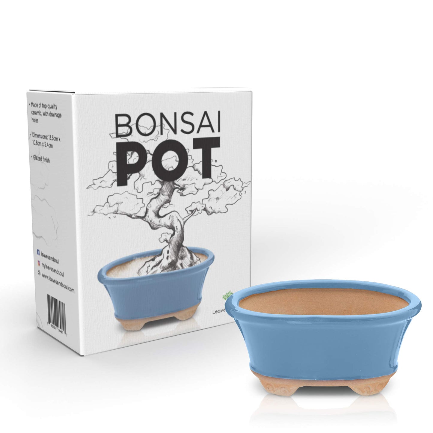6" Light Blue Oval Bonsai Pot