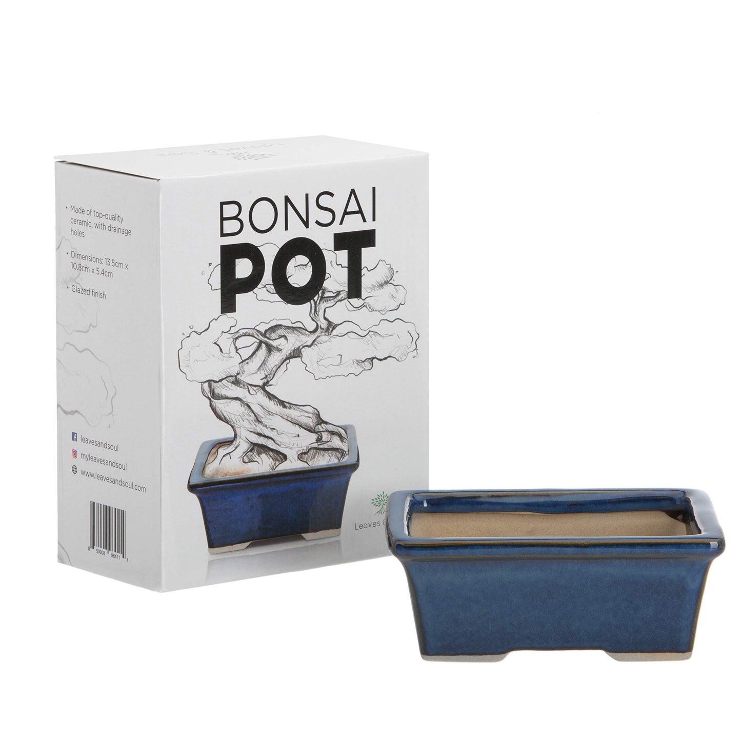5.5" Blue Rectangle Bonsai Pot